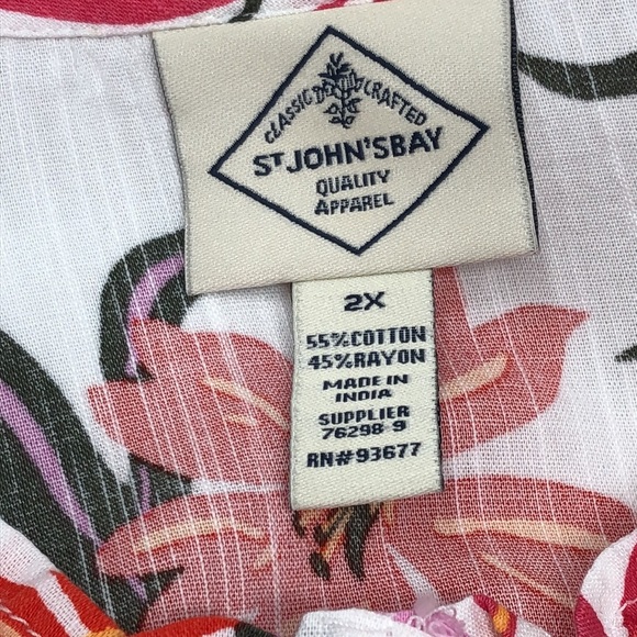 2/$30 NWT St. John’s Bay Blouse Women’s Size 2X Floral Print - Picture 8 of 12